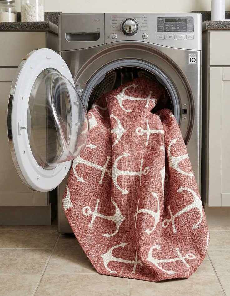 Detail image of 7' 10 x 7' 10  Washable Coastal Indoor / Outdoor Octagon Rug