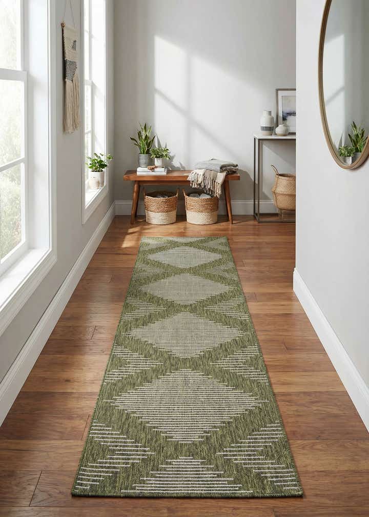 3' 3 x 14' Easy-Clean Modern Indoor / Outdoor Runner Rug