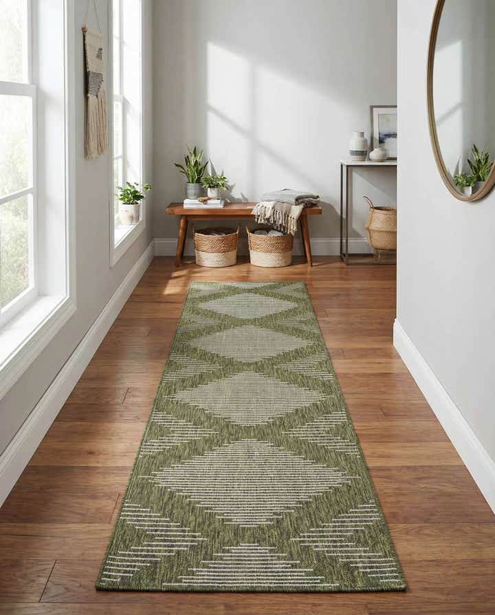 3' 3 x 14' Easy-Clean Modern Indoor / Outdoor Runner Rug
