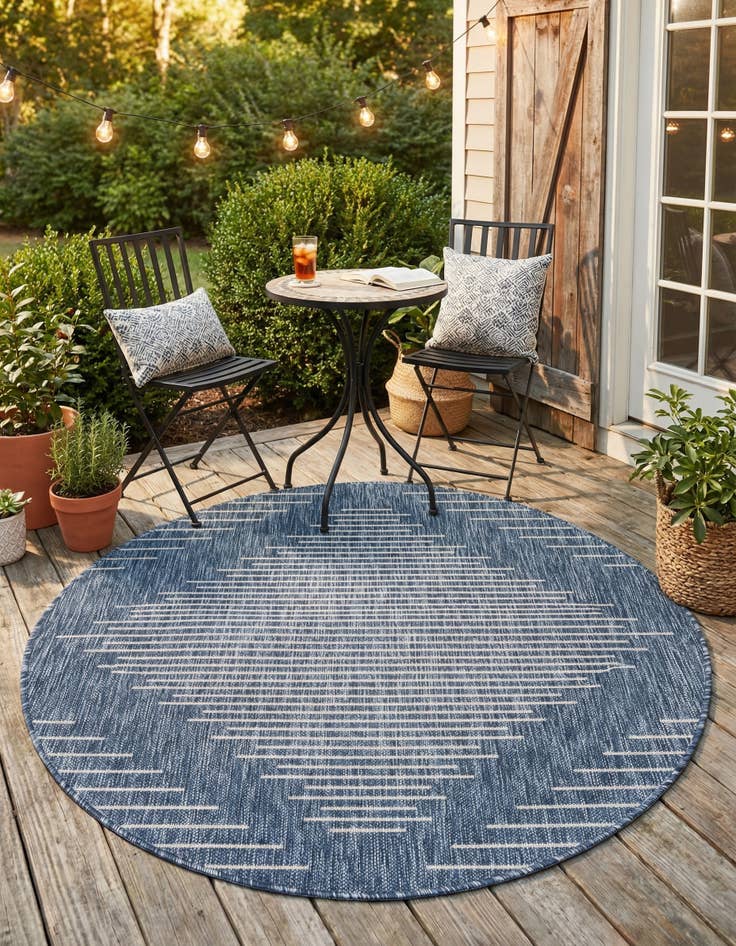 Detail image of  4' x 4'  Washable Modern Indoor / Outdoor Round Rug