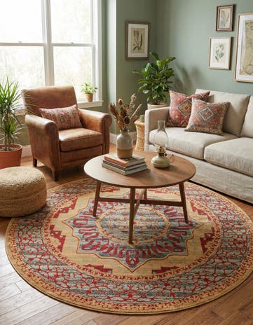 Red Amina Round Rug