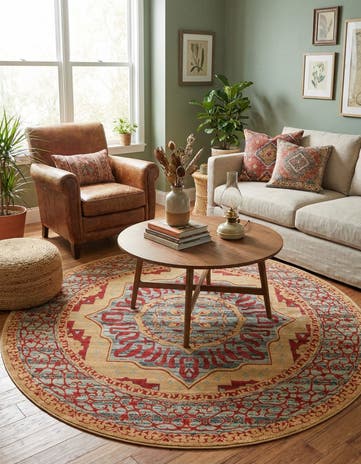 Red Amina Round Rug