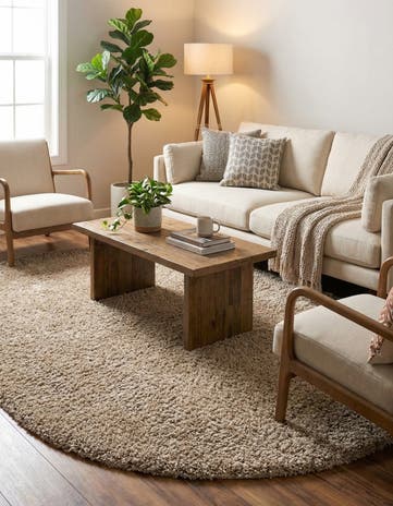 7' 10 x 10' Solid Shag Oval Rug
