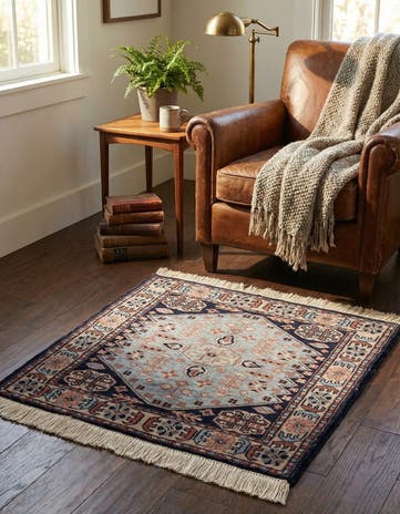 2' x 2' 1 Hand Knotted Bokhara Oriental Wool Square Rug