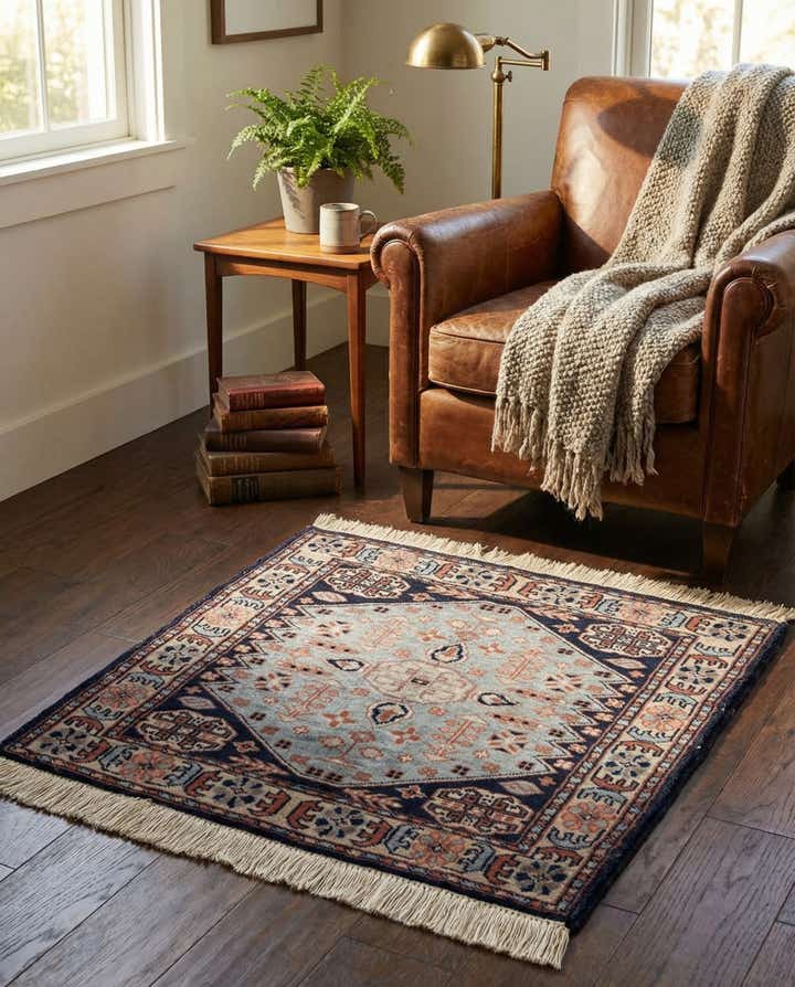 2' x 2' 1 Hand Knotted Bokhara Oriental Wool Square Rug