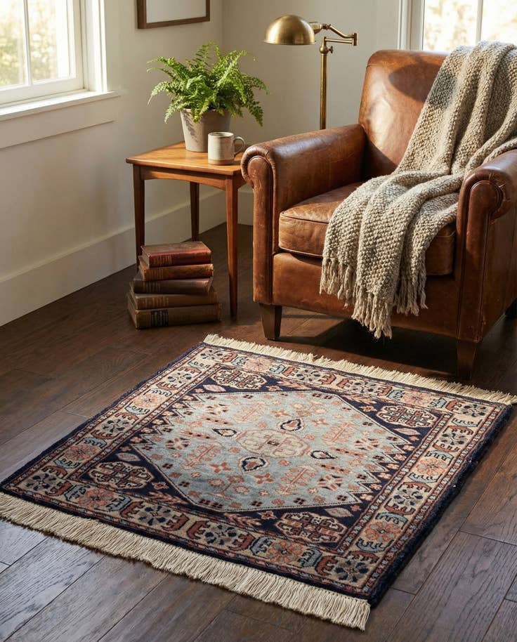 Detail image of 2' x 2' 1 Hand Knotted Bokhara Oriental Wool Square Rug