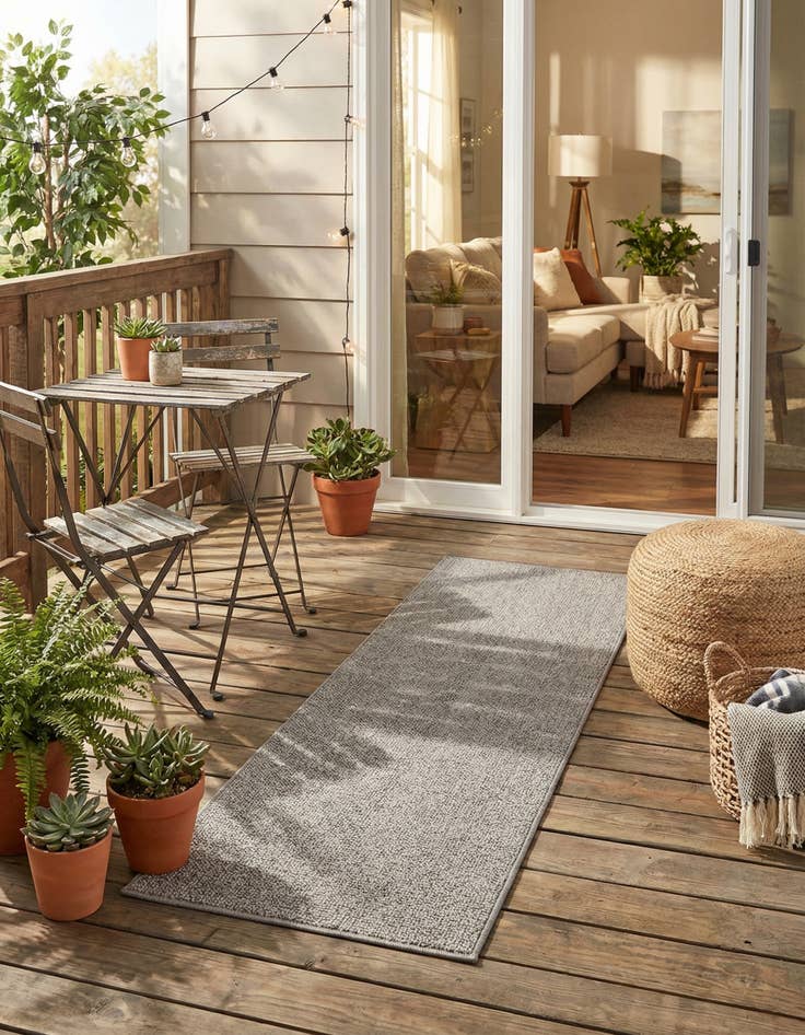 Detail image of 2' x 6' 1  Washable Solid Indoor / Outdoor Runner Rug