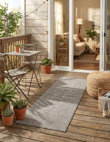 Light Gray Easy-Clean Solid Indoor / Outdoor Runner Rug
