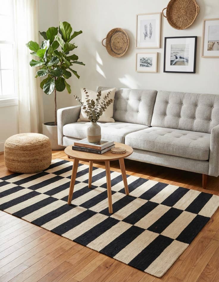 Detail image of 2' 8 x 4'  Hand Woven Kilim Modern Wool Rug