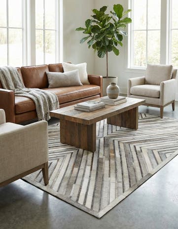 5' 3 x 8' Cowhide Leather Rug