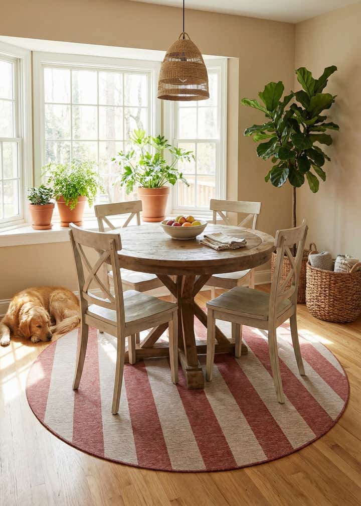 10' x 10' Easy-Clean Ribbon Indoor / Outdoor Round Rug