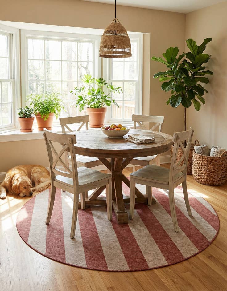 Detail image of 10' x 10' Easy-Clean Ribbon Indoor / Outdoor Round Rug
