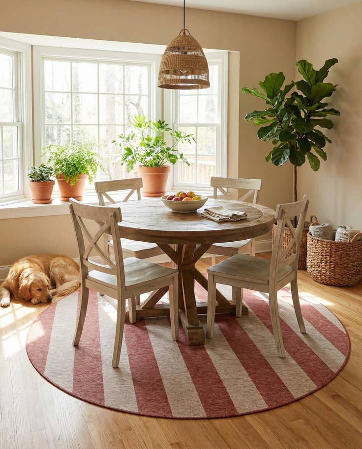 Detail image of 10' x 10' Easy-Clean Ribbon Indoor / Outdoor Round Rug