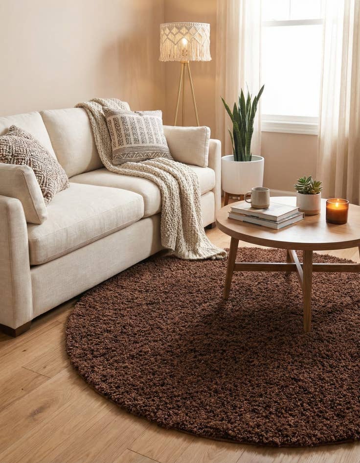 Detail image of 5' 3 x 5' 3 Solid Shag Round Rug