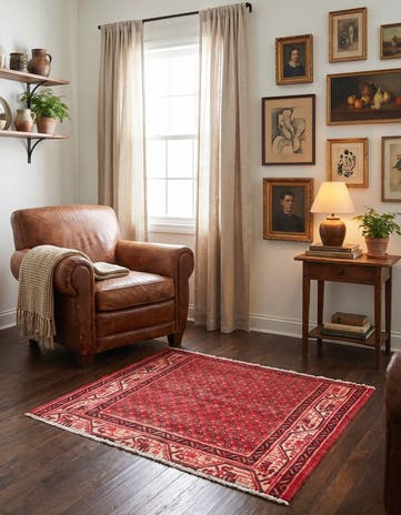 3' 5 x 3' 7 Hand Knotted Ultra Vintage Persian Wool Square Rug