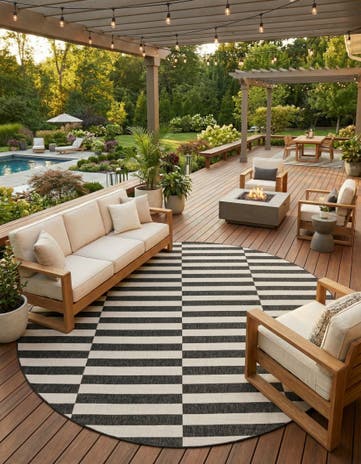 13' x 13' Easy-Clean Ribbon Indoor / Outdoor Round Rug