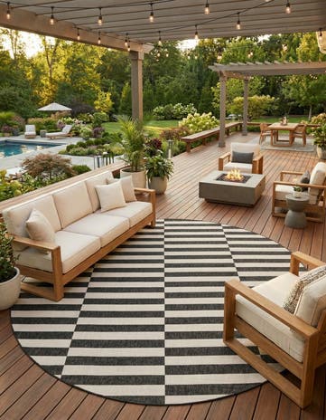 13' x 13' Easy-Clean Ribbon Indoor / Outdoor Round Rug