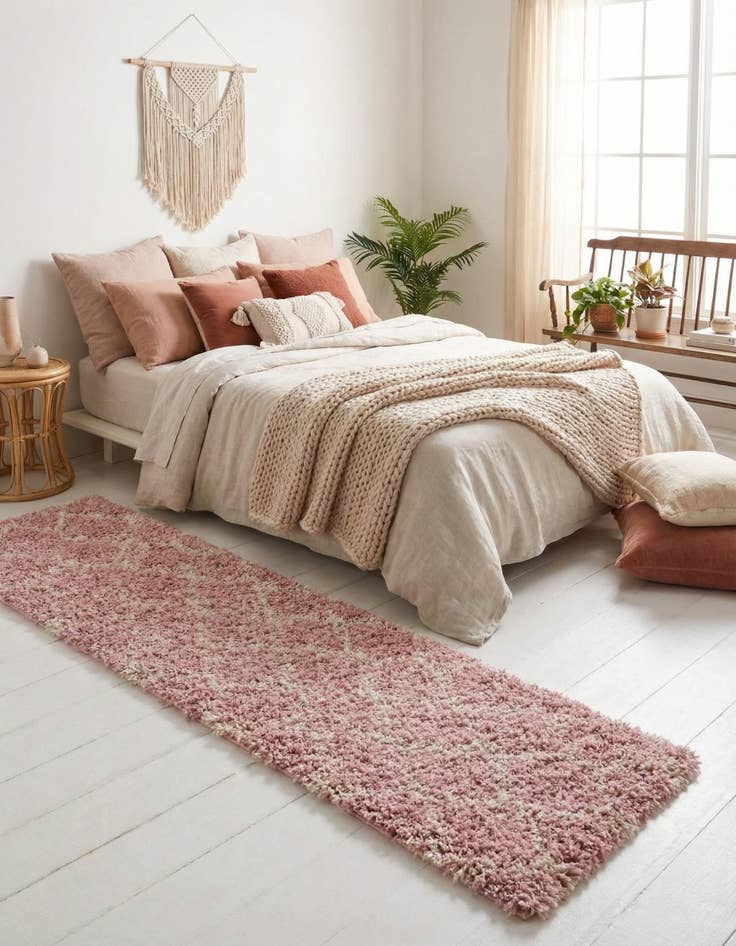 Detail image of  2' 7 x 12' Lattice Shag Runner Rug