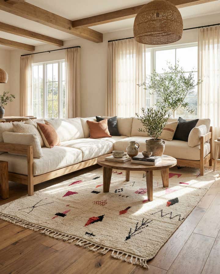 5' 10 x 9' 8 Hand Knotted Moroccan Wool Rug