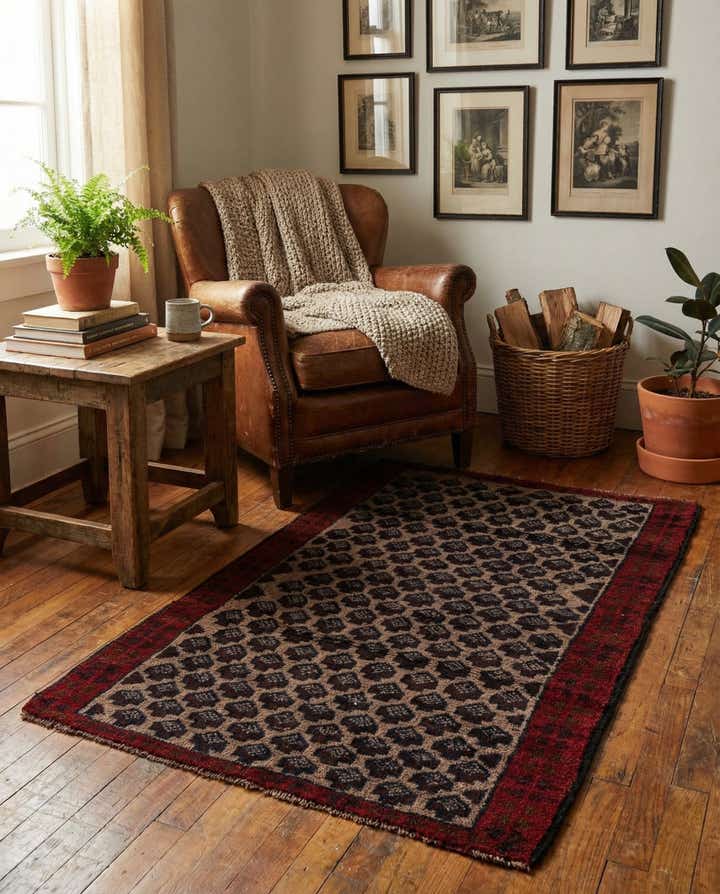 2' 9 x 4' 7 Hand Knotted Balouch Persian Wool Rug