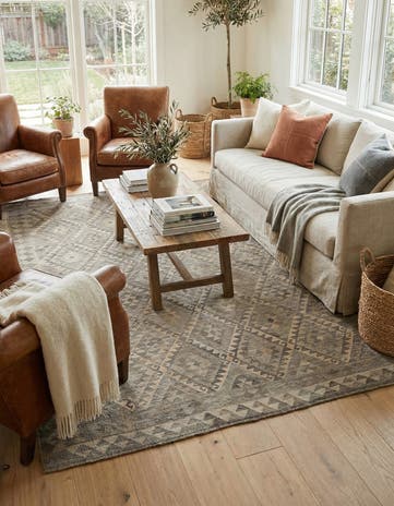 6' 6 x 10' Hand Woven Kilim Maymana Wool Rug