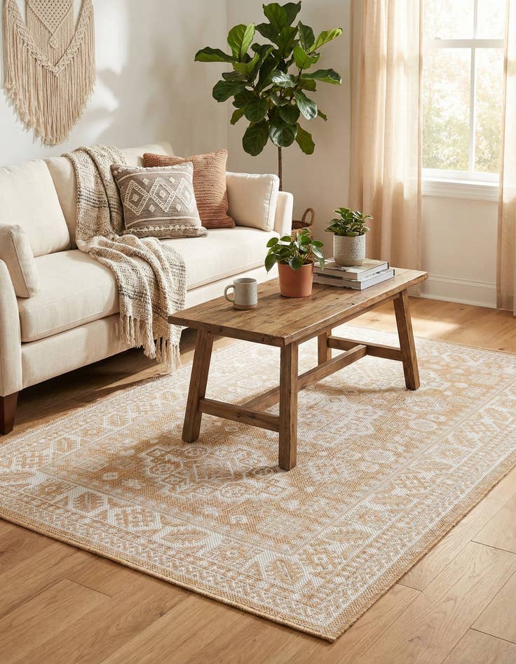 Detail image of 3' x 5' 3  Washable Aztec Indoor / Outdoor Rug