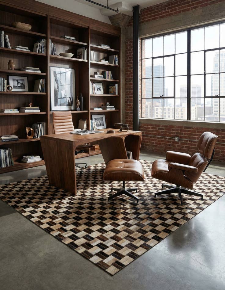 Detail image of 4' 11 x 7' 10 Cowhide - Patchwork Rug