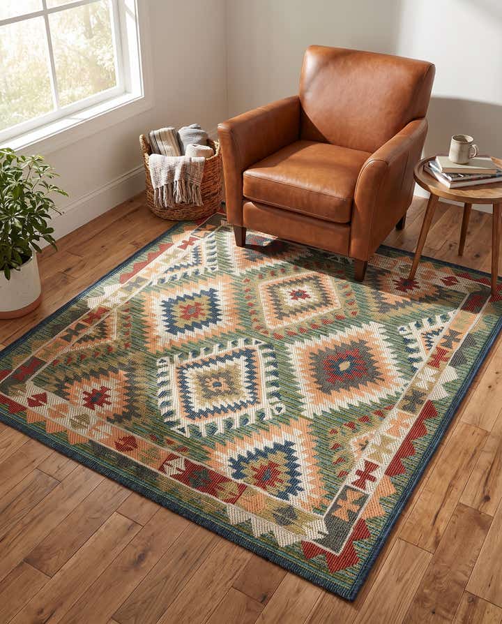 5' 3 x 5' 3 Easy-Clean Baja Indoor / Outdoor Square Rug
