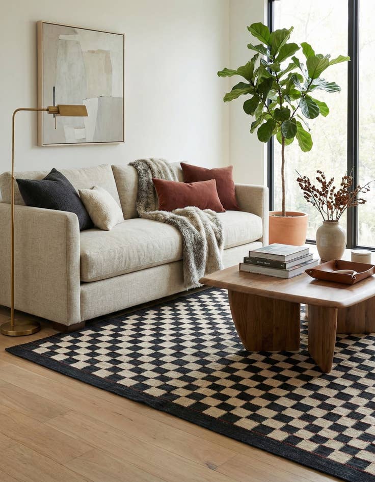 Detail image of 5' 9 x 7' 8  Hand Woven Kilim Modern Wool Rug