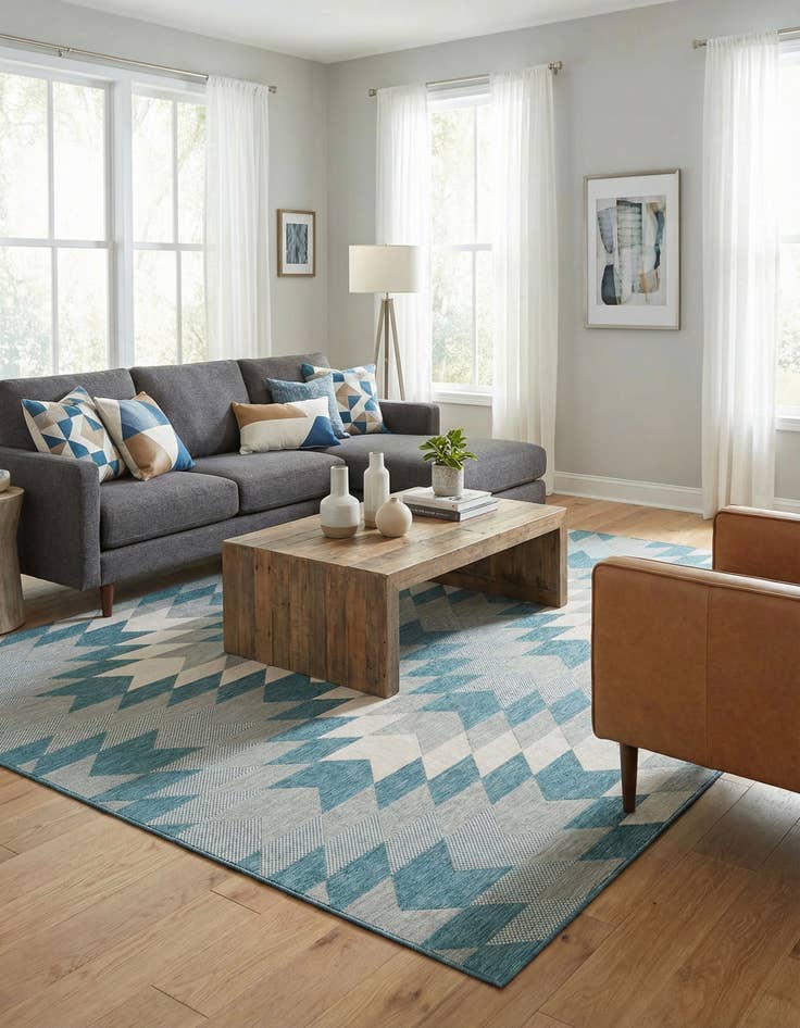 Detail image of 9' x 12'  Washable Modern Indoor / Outdoor Rug