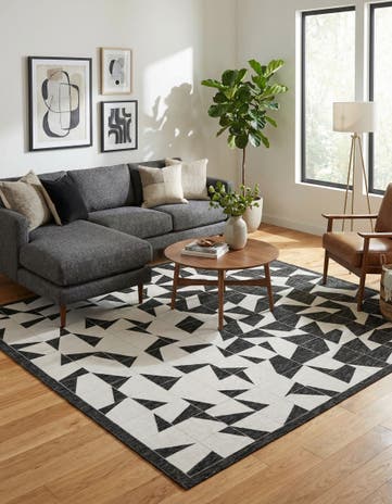 10' x 10' Easy-Clean Modern Indoor / Outdoor Square Rug