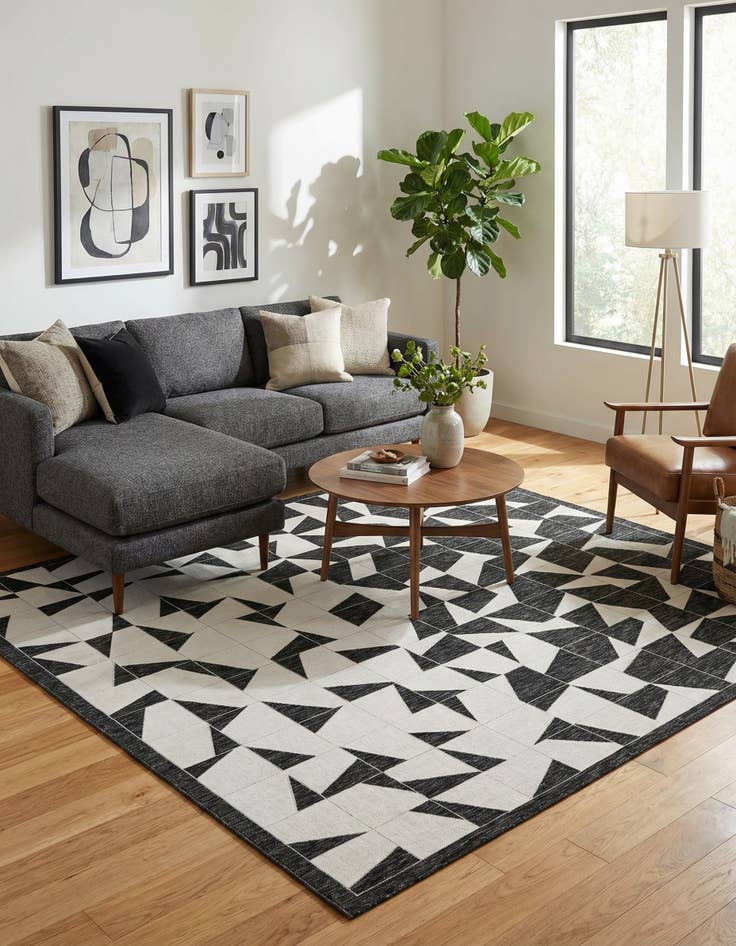 Detail image of 10' x 10'  Washable Modern Indoor / Outdoor Square Rug