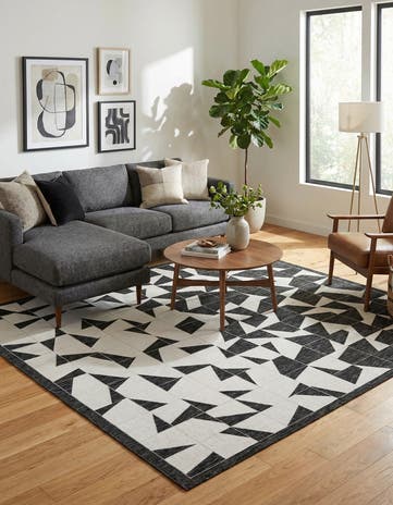10' x 10' Easy-Clean Modern Indoor / Outdoor Square Rug