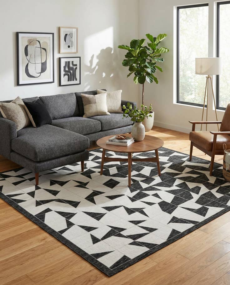 Detail image of 10' x 10' Easy-Clean Modern Indoor / Outdoor Square Rug