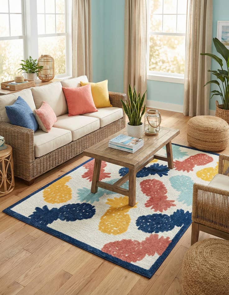 Detail image of 5' 3 x 8'  Washable Belize Indoor / Outdoor Rug