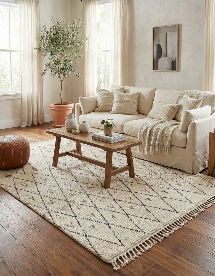 Detail image of 5' 11 x 9' 6  Hand Knotted Moroccan Wool Rug