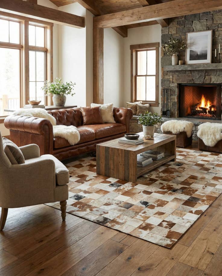 Detail image of 8' x 10' Cowhide - Patchwork Rug
