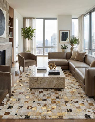 5' 1 x 8' Cowhide Leather Rug