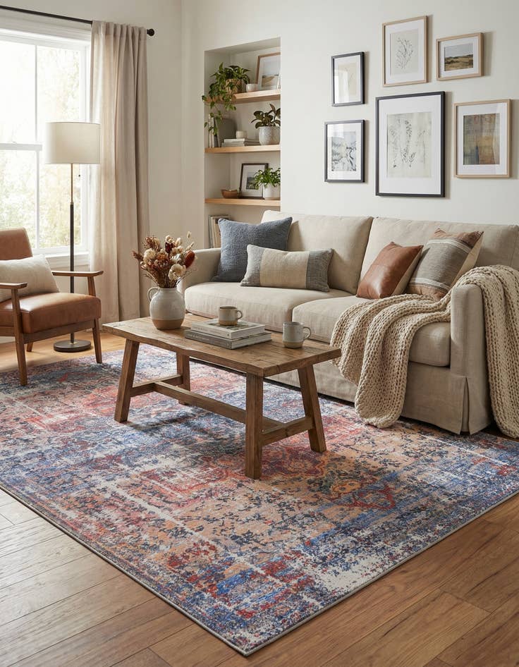 Detail image of  7' 10 x 11'  Washable Francesca Rug