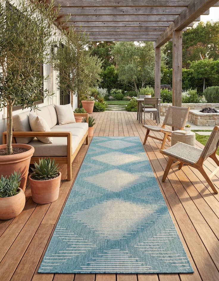 Detail image of 3' 3 x 14'  Washable Modern Indoor / Outdoor Runner Rug