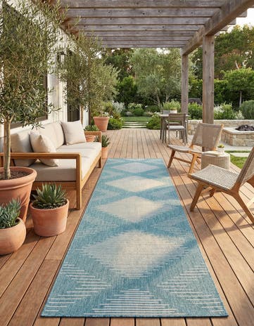 3' 3 x 14' Easy-Clean Modern Indoor / Outdoor Runner Rug