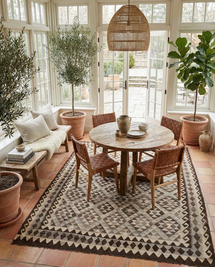 Detail image of 7' x 10' 2 Hand Woven Kilim Maymana Wool Rug