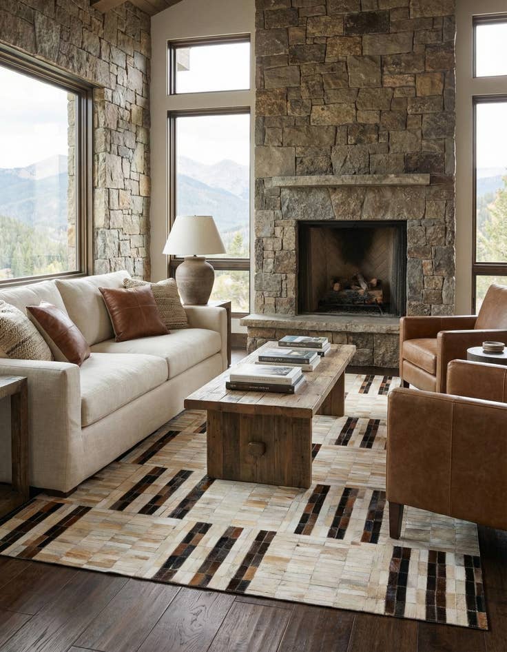 Detail image of 5' x 7' 11 Cowhide Stocks Rug