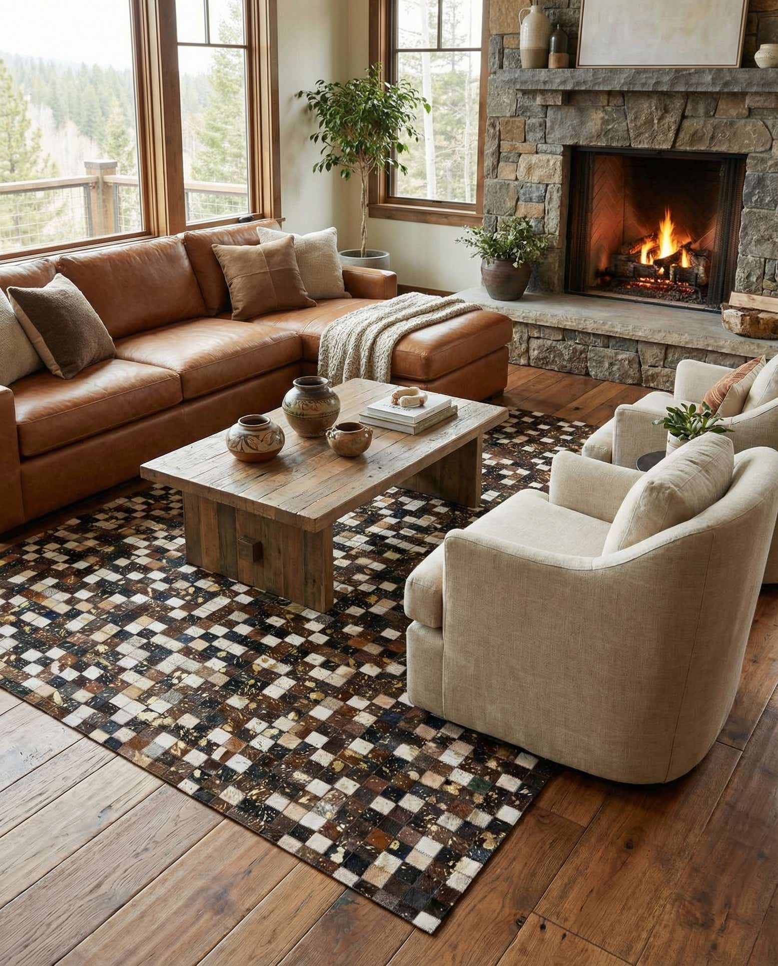 5' x 7' 10 Cowhide Stocks Rug