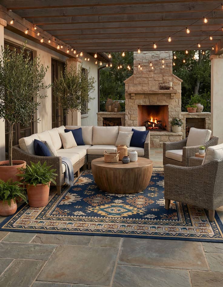 Detail image of 10' x 10' Easy-Clean Baja Indoor / Outdoor Square Rug