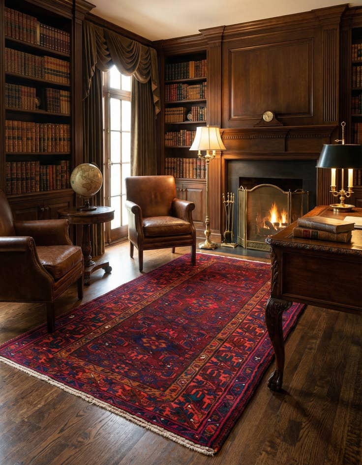 Detail image of 3' 9 x 6' 11 Hamedan Wool Rug