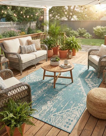 5' 3 x 8' Easy-Clean Bohemian Indoor / Outdoor Rug