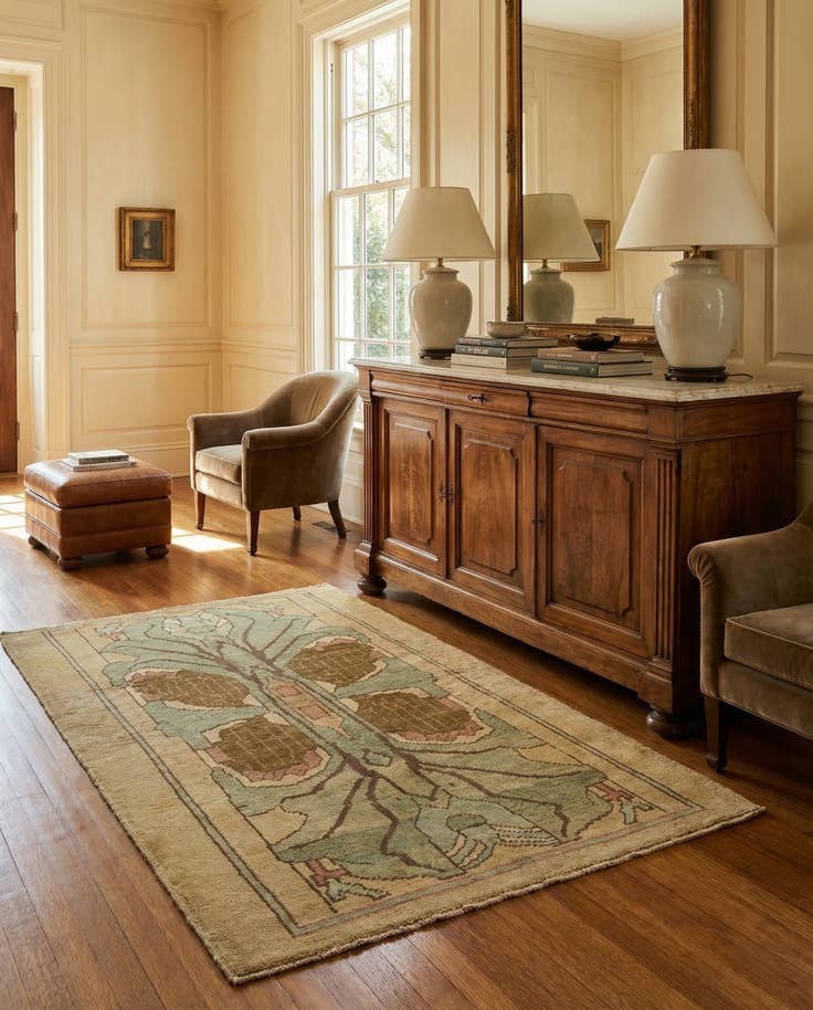 Detail image of 4' 3 x 7' Hand Knotted Oushak Wool Runner Rug