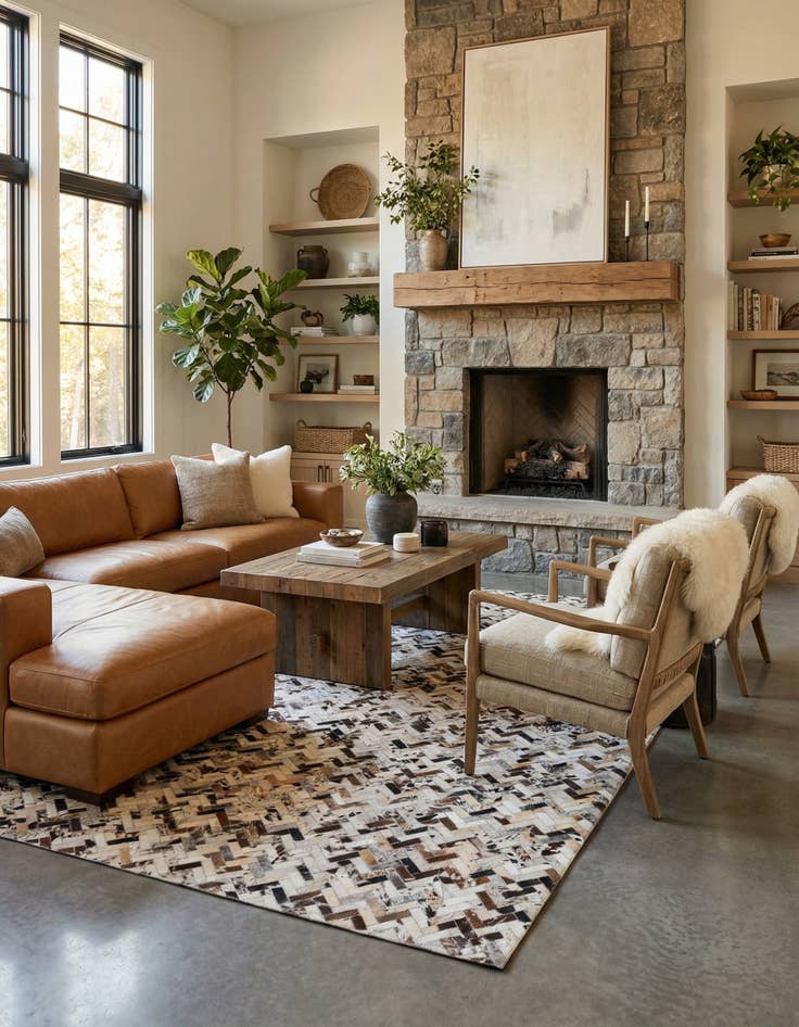 Detail image of 5' 1 x 8' 1 Cowhide Rug