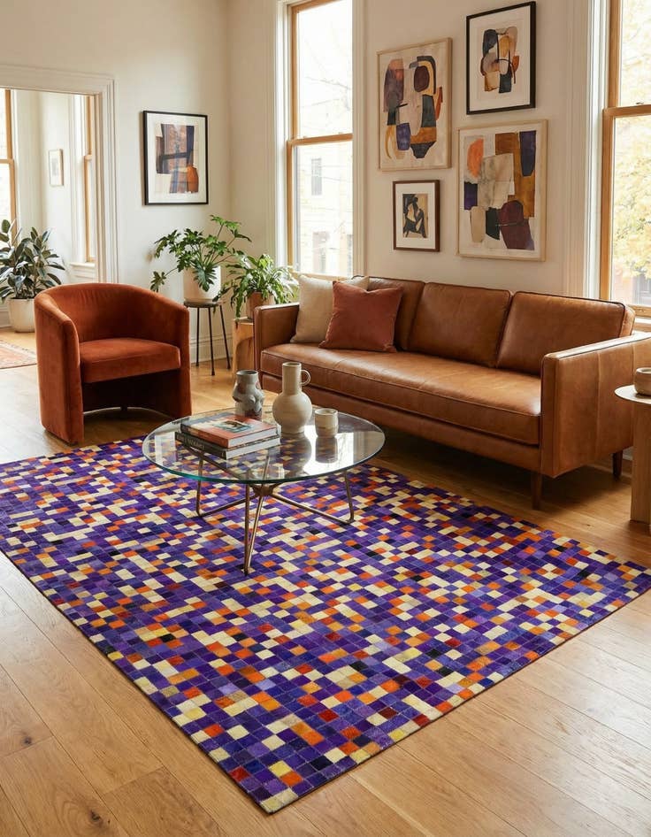 Detail image of  5' 2 x 7' 11 Cowhide - Patchwork Rug